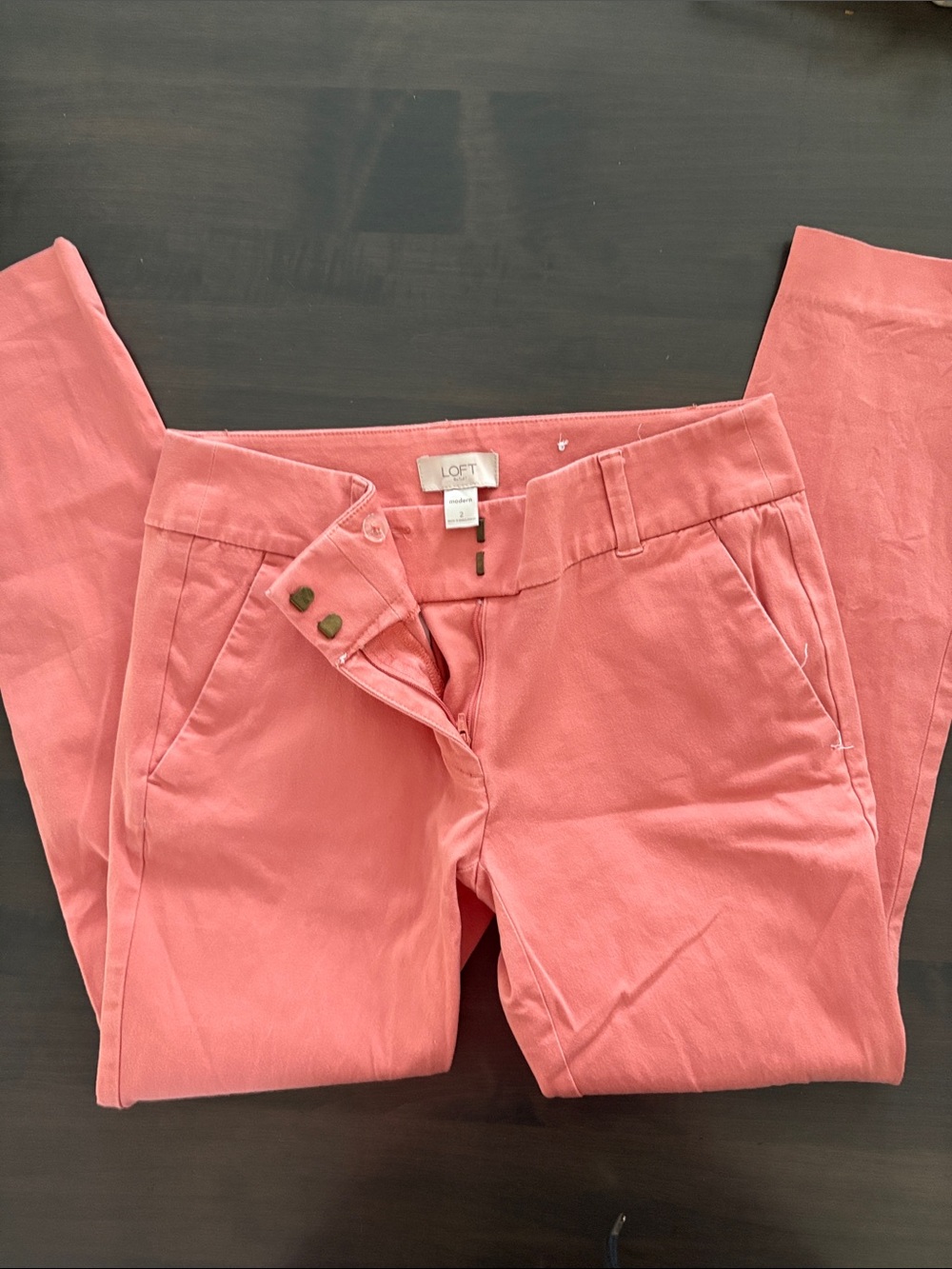 LOFT Coral-Pink Straight Leg Jeans